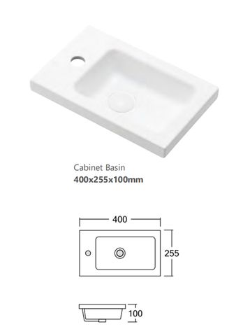 Mini Ensuite Vanity 400mm Matte White Fluted Vanity (with Basin) — detail 3