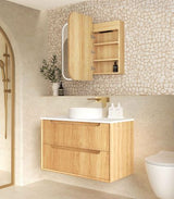 LED Newport 900(W)x750(H) Natural Oak Shaving Cabinet - Premium Edition — detail 3