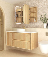 LED Newport 1200(W)x750(H) Natural Oak Shaving Cabinet - Premium Edition — detail 3