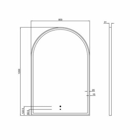 LED Archie 1200(H)x800(W) White Metal Frame Mirror — detail 4
