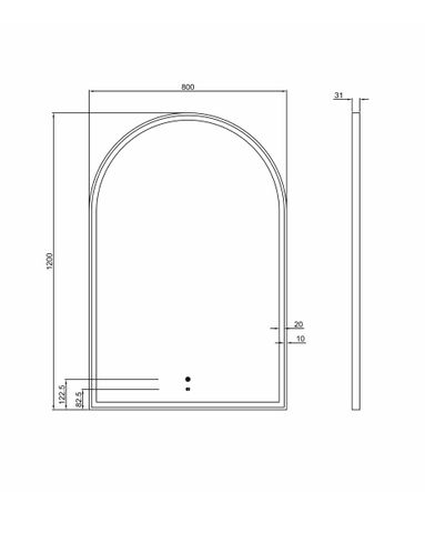 LED Archie 1500(H)x1000(W) Black Metal Frame Mirror — detail 4