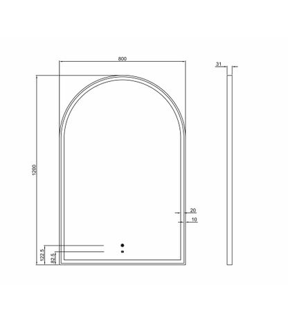 LED Archie 1200(H)x800(W) Black Metal Frame Mirror — detail 4