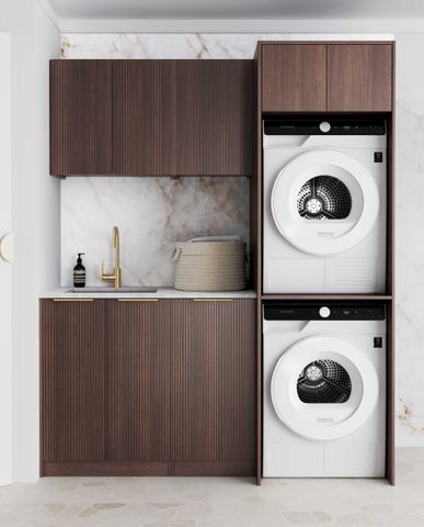 Laundry Kit 1715C Havana Sable Walnut with Natural Carrara Marble Top