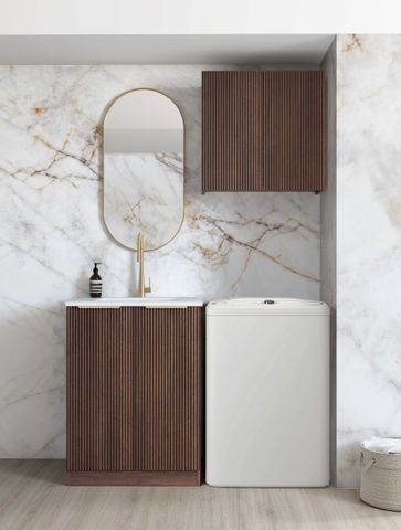 Wall and Base Cabinets Kit 650 Havana Sable Walnut with Matte White Top