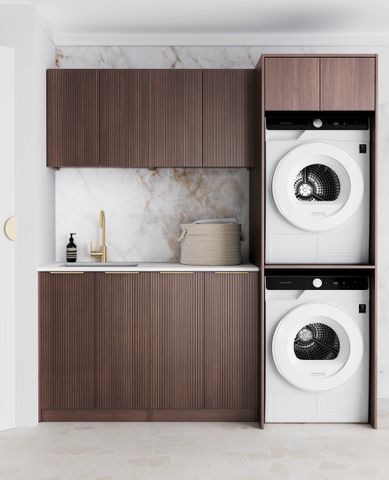 Laundry Kit 1960C Havana Sable Walnut with Pure White Top