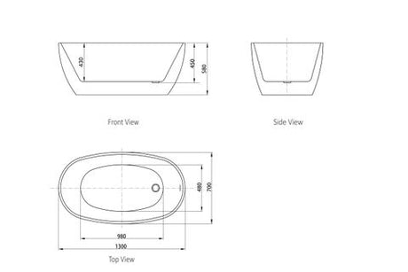Vinny 1300x700x580 Gloss White Bathtub OF — detail 4