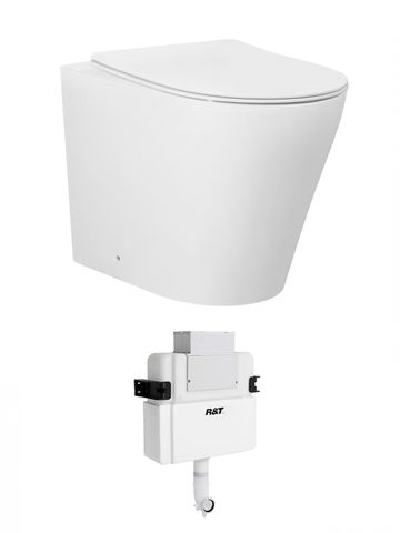 Alzano WF Hurricane Pan Slim Seat / R&T LR Inwall Cistern Set (Push Plate Sold Separately)