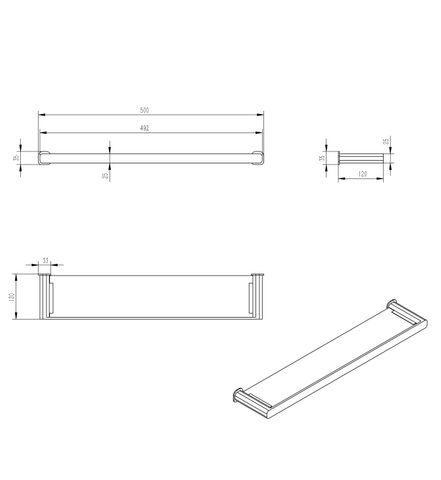 Oskar Matte Black Metal & Glass Shelf — detail 2