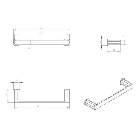 Oskar Chrome Towel Bar — detail 2