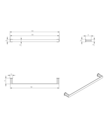 Oskar 600mm Gun Metal Single Towel Rail — detail 2