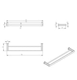 Oskar 600mm Matte Black Double Towel Rail — detail 2