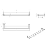 Oskar 750mm Chrome Double Towel Rail — detail 2