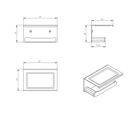 Oskar Brushed Nickel Paper Holder — detail 2