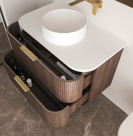 Havana 750mm Sable Walnut Fluted Cabinet — detail 2