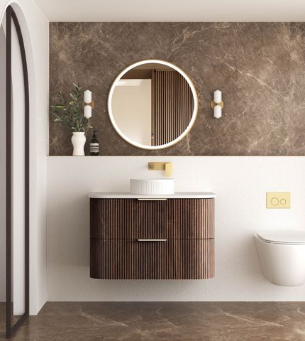 Havana 900mm Sable Walnut Fluted Cabinet