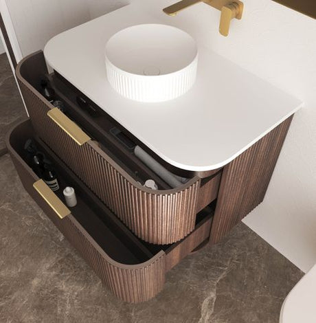 Havana 900mm Sable Walnut Fluted Cabinet — detail 2