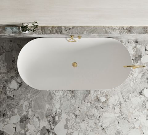 Attica Bondi 1500 Matte White Bath with Overflow — detail 3