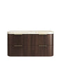 Havana 1200mm Sable Walnut Fluted Wall Hung Curve Vanity with Sand Dune Top
