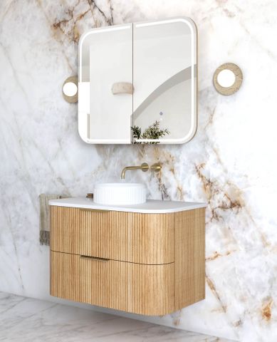 Havana 900mm Woodland Oak Fluted Cabinet — detail 2