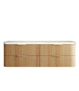 Havana 1800mm Woodland Oak Fluted Wall Hung Curve Vanity with Sand Dune Top — detail 2