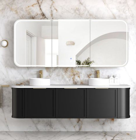 LED Newport 1800(W)x750(H) Black Oak Shaving Cabinet - Premium Edition