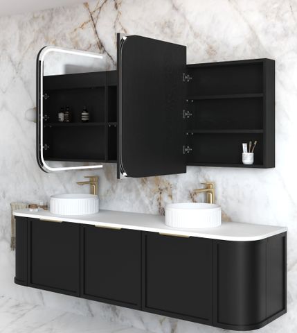 LED Newport 1800(W)x750(H) Black Oak Shaving Cabinet - Premium Edition — detail 3