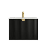 Marlo 750mm Matte Black Wall Hung Vanity with Ceramic Top — detail 2