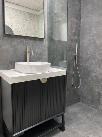 Marlo 750mm Matte Black Wall Hung Vanity with Ceramic Top — detail 5
