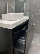 Marlo 750mm Matte Black Wall Hung Vanity with Ceramic Top — detail 6