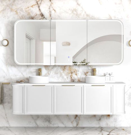 LED Newport 1800(W)x750(H) Matte White Shaving Cabinet - Premium Edition