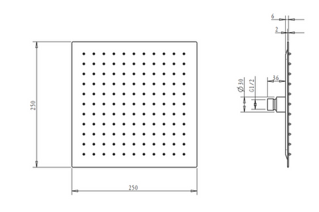 Taran 250mm Brushed Nickel Twin Shower On Rail Top Inlet Square — detail 5