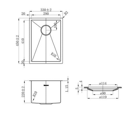 Axon Sink 33S 330x450x220 Argent Gold — detail 3