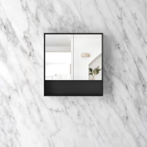 Byron 750x800 Black Oak Shaving Cabinet