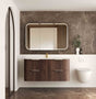 Havana 1200mm Sable Walnut Fluted Wall Hung Curve Vanity with Chloe Silk Top