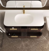 Havana 1200mm Sable Walnut Fluted Wall Hung Curve Vanity with Chloe Silk Top — detail 2
