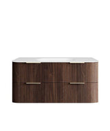 Havana 1200mm Sable Walnut Fluted Wall Hung Curve Vanity with Chloe Silk Top — detail 6