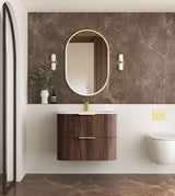 Havana 750mm Sable Walnut Fluted Wall Hung Curve Vanity with Chloe Silk Top