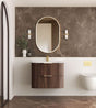 Havana 750mm Sable Walnut Fluted Wall Hung Curve Vanity with Chloe Silk Top