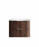 Havana 750mm Sable Walnut Fluted Wall Hung Curve Vanity with Chloe Silk Top — detail 5