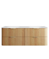 Havana 1500mm Woodland Oak Fluted Wall Hung Curve Vanity with Chloe Silk Top