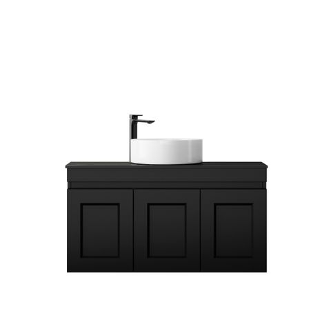 Hampton Mark II 900mm Satin Black Wall Hung Vanity with Empire Black Top 10TH