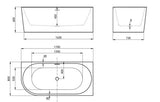 Right Corner 1700X800X600 Gloss White Bathtub OF — detail 3