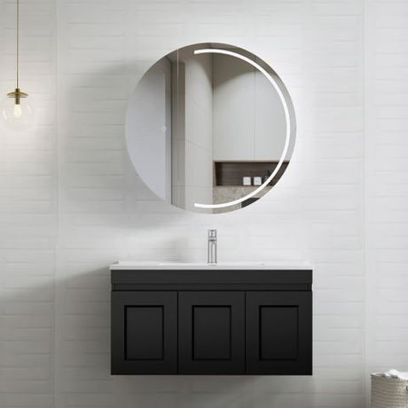 Hampton Mark II 900mm Satin Black Wall Hung Cabinet Only