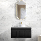 Hampton Mark II 900mm Satin Black Wall Hung Cabinet Only — detail 3