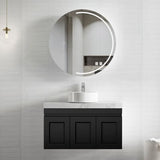 Hampton Mark II 900mm Satin Black Wall Hung Cabinet Only — detail 4