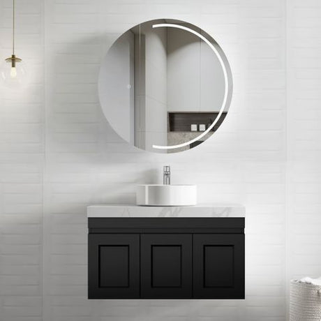 Hampton Mark II 900mm Satin Black Wall Hung Cabinet Only — detail 4