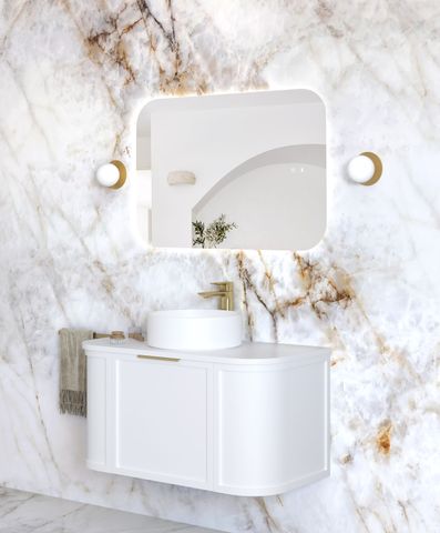 LED Newport 900(H)x600(W) Frameless Back Lit Tuffi Mirror - Install Horizontal or Vertical — detail 2