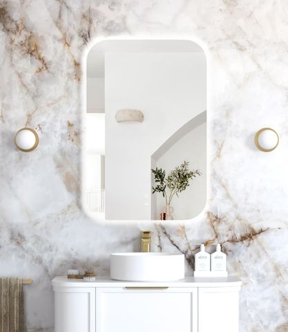 LED Newport 900(H)x600(W) Frameless Back Lit Tuffi Mirror - Install Horizontal or Vertical — detail 3