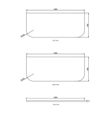Havana 1200x500x20 Solid Surface Cloudy Carrara Top No Hole — detail 2
