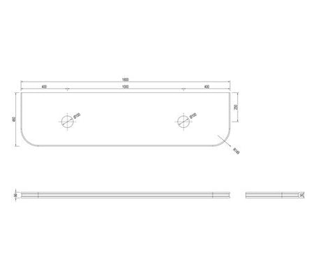 Bondi English Edge 1800x460x50 Sand Dune Top — detail 4